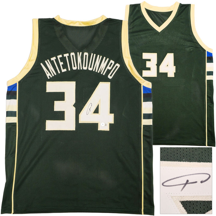 Milwaukee Bucks Giannis Antetokounmpo Signed Green Jersey Beckett BAS