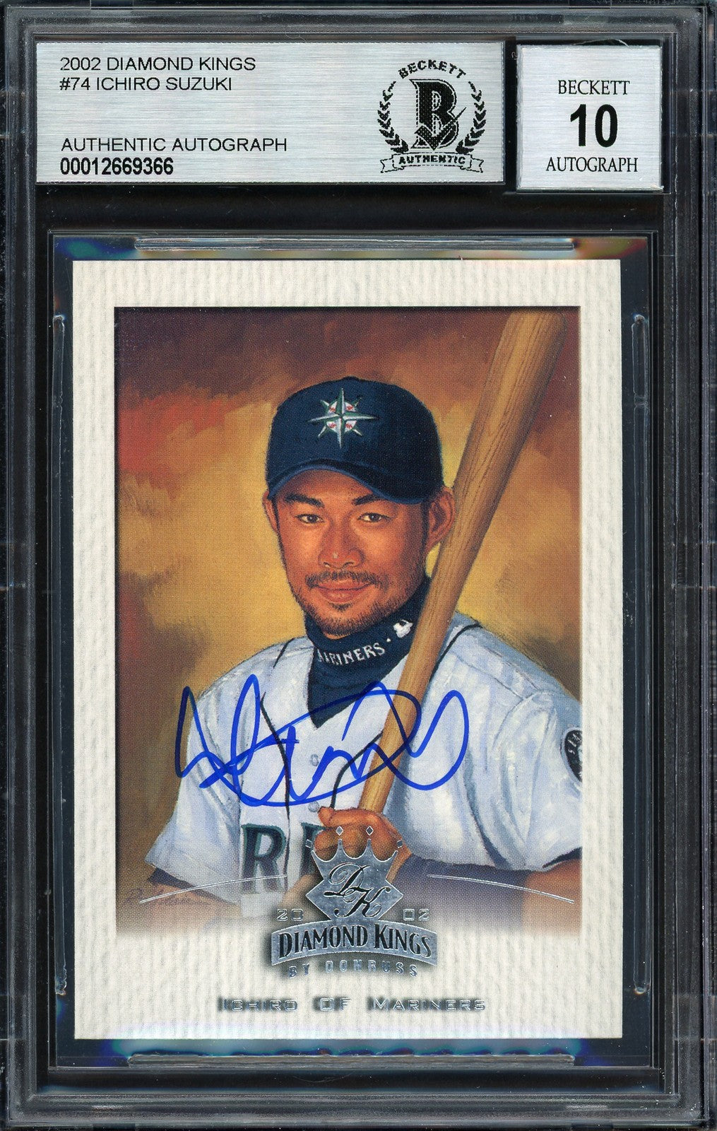 Ichiro Suzuki Signed 2002 Donruss Diamond Kings Card 74 Mariners Auto 10 Beckett