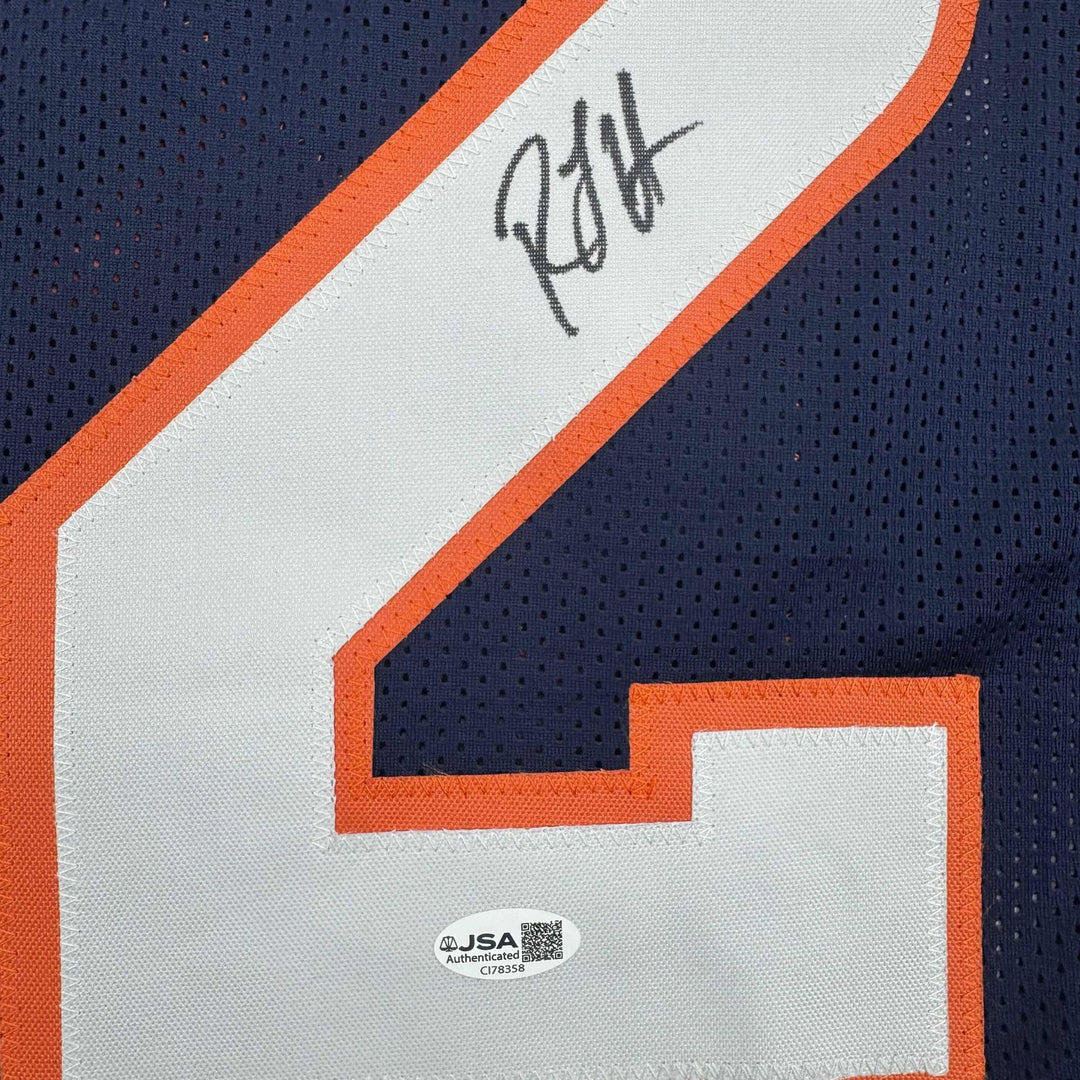 Autographed/Signed R.J RJ Harvey Denver Blue Football Jersey JSA COA