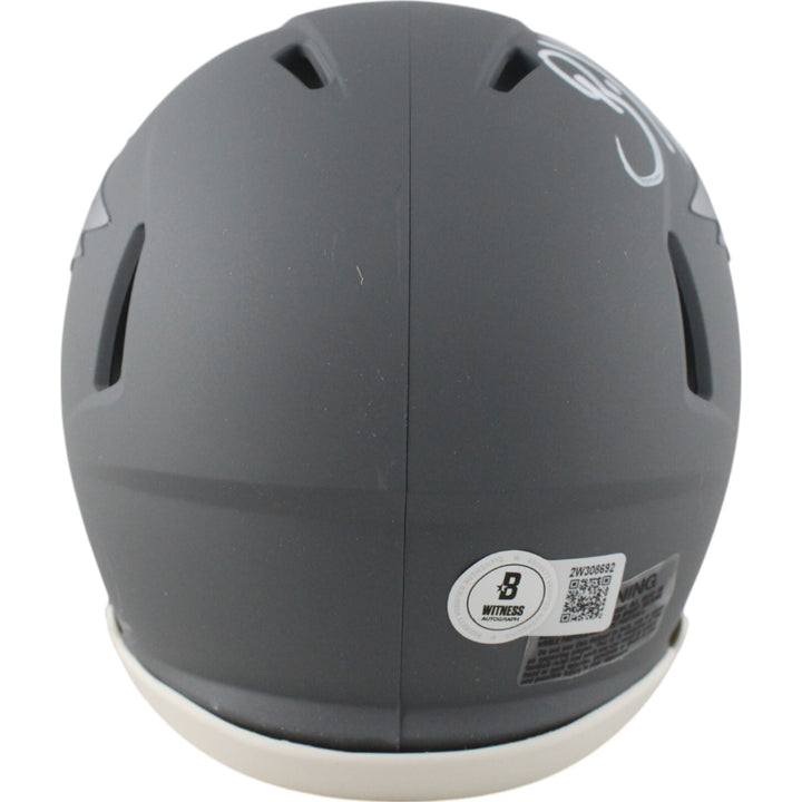 Brian Dawkins Autographed Philadelphia Eagles Slate Mini Helmet Beckett 49114