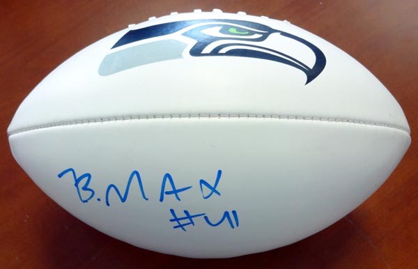 Byron Maxwell Signed White Logo Football Seattle Seahawks MCS Holo