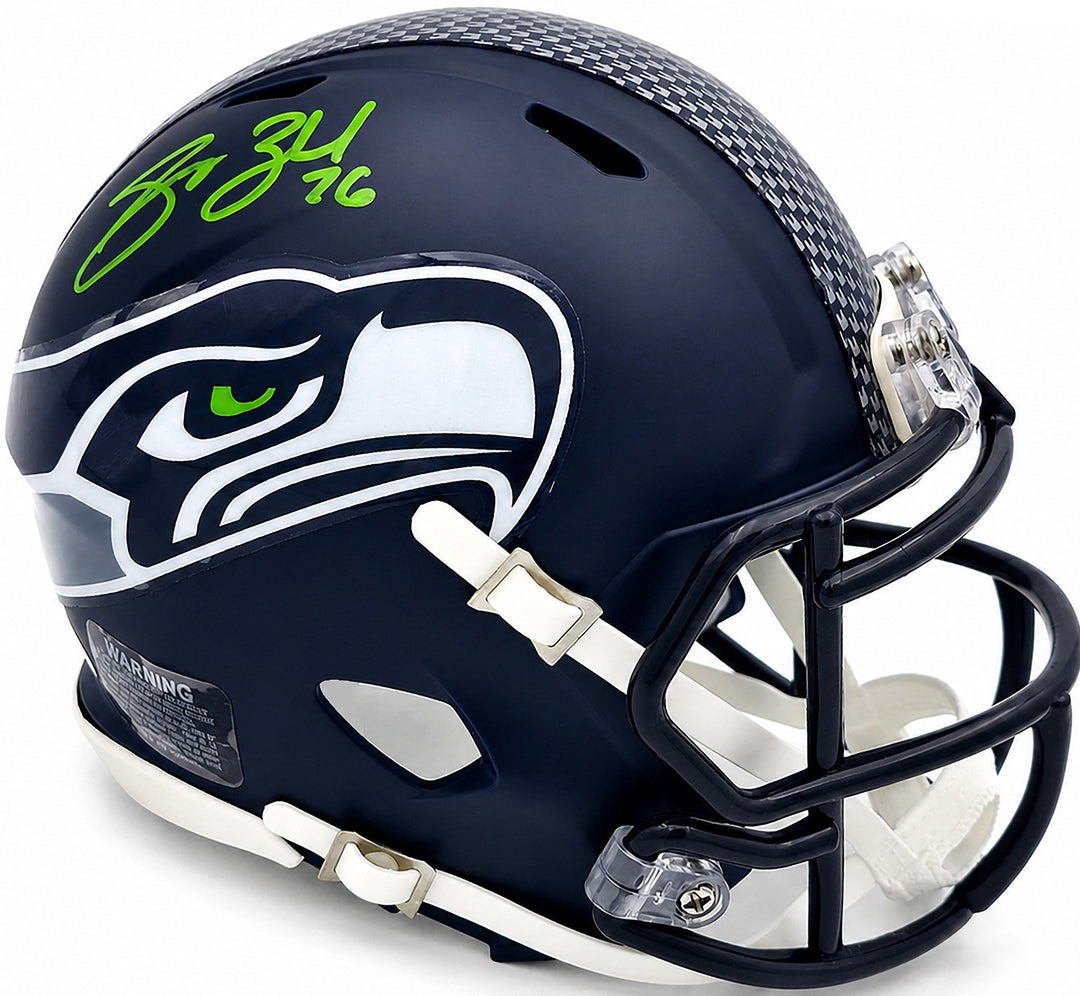 Grey Zabel Signed Seahawks Blue SB LX Champions Logo Speed Mini Helmet MCS Holo