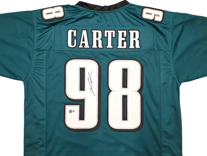 Philadelphia Eagles Jalen Carter Autographed Signed Green Jersey Beckett Witness