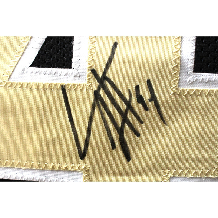 Cam Jordan Autographed/Signed Pro Style Black XL Jersey Beckett Witness 51832