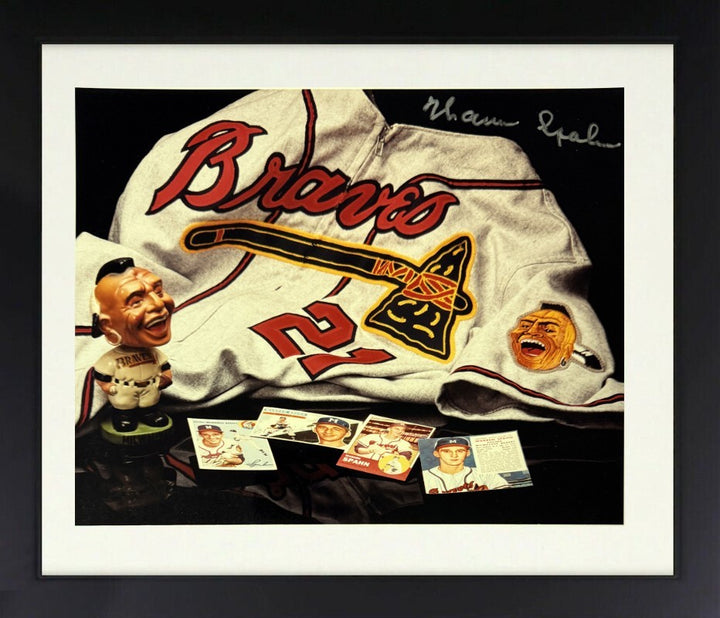 Warren Spahn signed Milwaukee Braves 8x10 Photo minor dings Framed - COA (HOF)