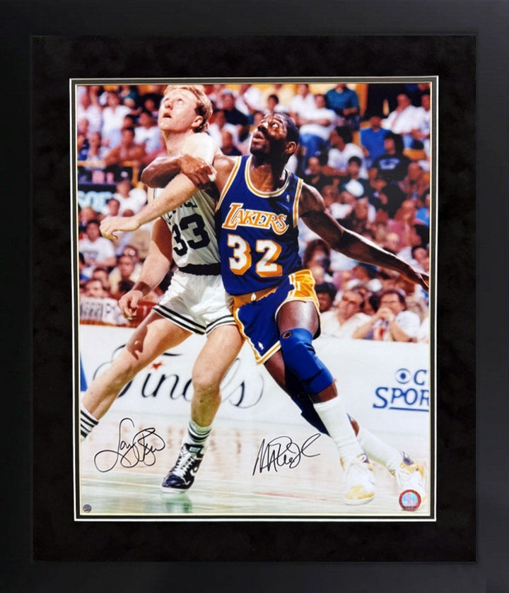 Larry Bird & Magic Johnson Dual signed NBA 16x20 Photo Framed - Steiner Holo/COA