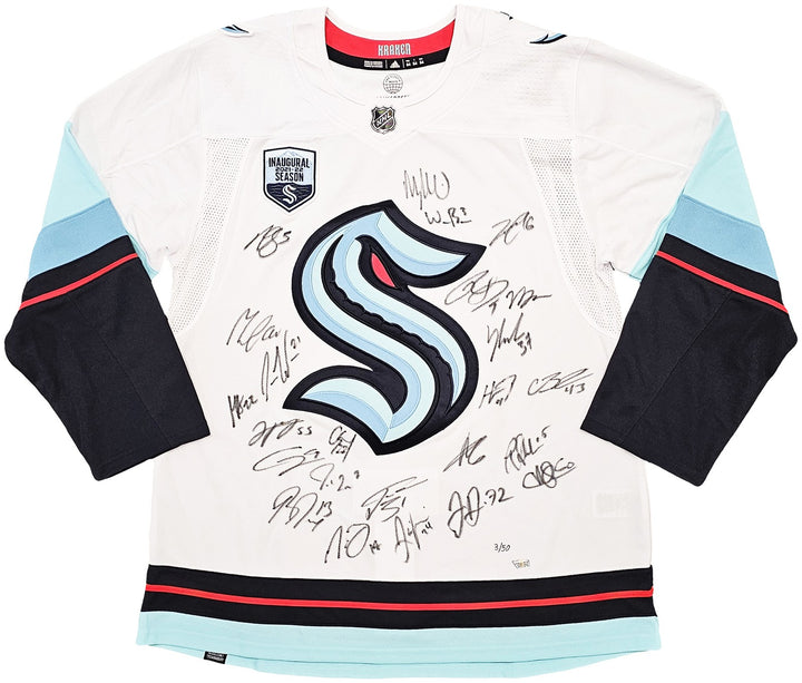Seattle Kraken Inaugural Season Auto White Adidas Jersey 24 Sigs #/50 Fanatics