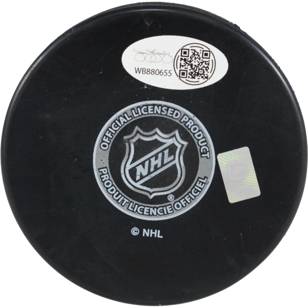 Mike Foligno Signed Toronto Maple Leafs Logo Puck Foligno Leap JSA 53987