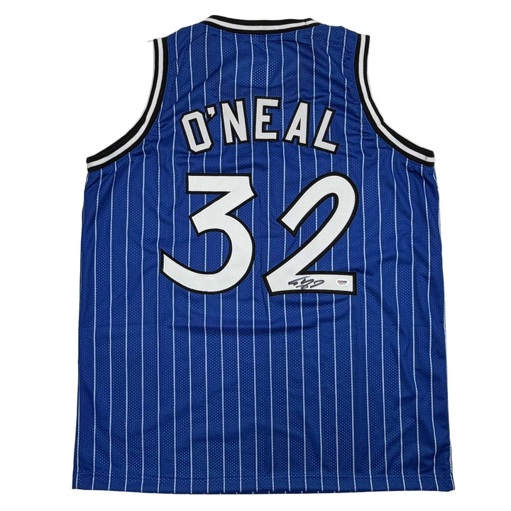 Autographed/Signed SHAQUILLE SHAQ O'NEAL Orlando Blue Pinstripe Jersey COA