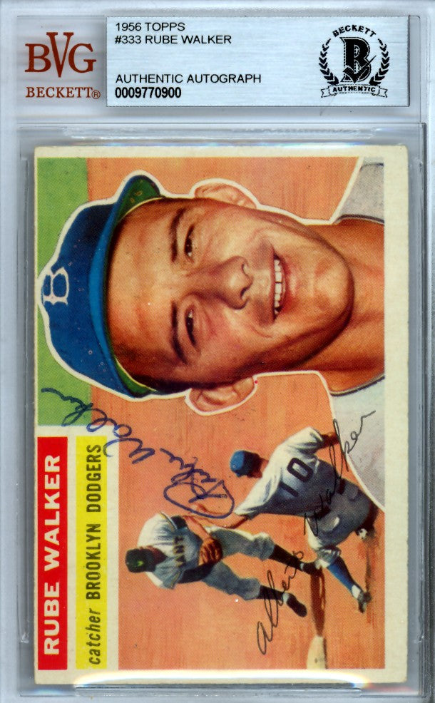 Rube Walker Signed 1956 Topps Card 333 Brooklyn Dodgers Beckett #9770900