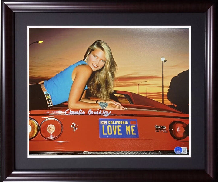 CHRISTIE BRINKLEY Signed 11x14 Ferrari Photo Framed Autograph Beckett COA