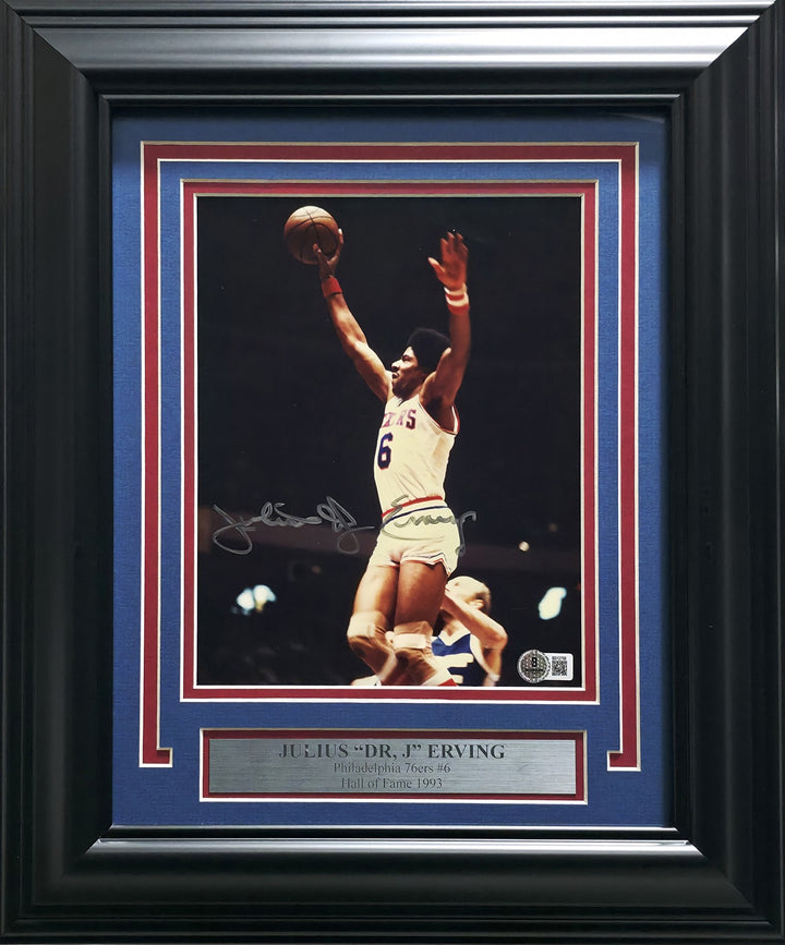 Julius "Dr. J" Erving Signed Framed 8x10 Photo 76ers Beckett #BS12758