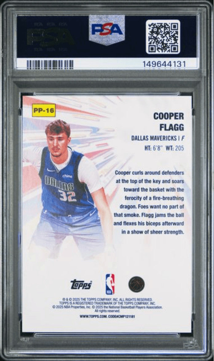 Graded 2025 Topps Cooper Flagg #PP16 Power Players Rookie Basketball Card PSA 10