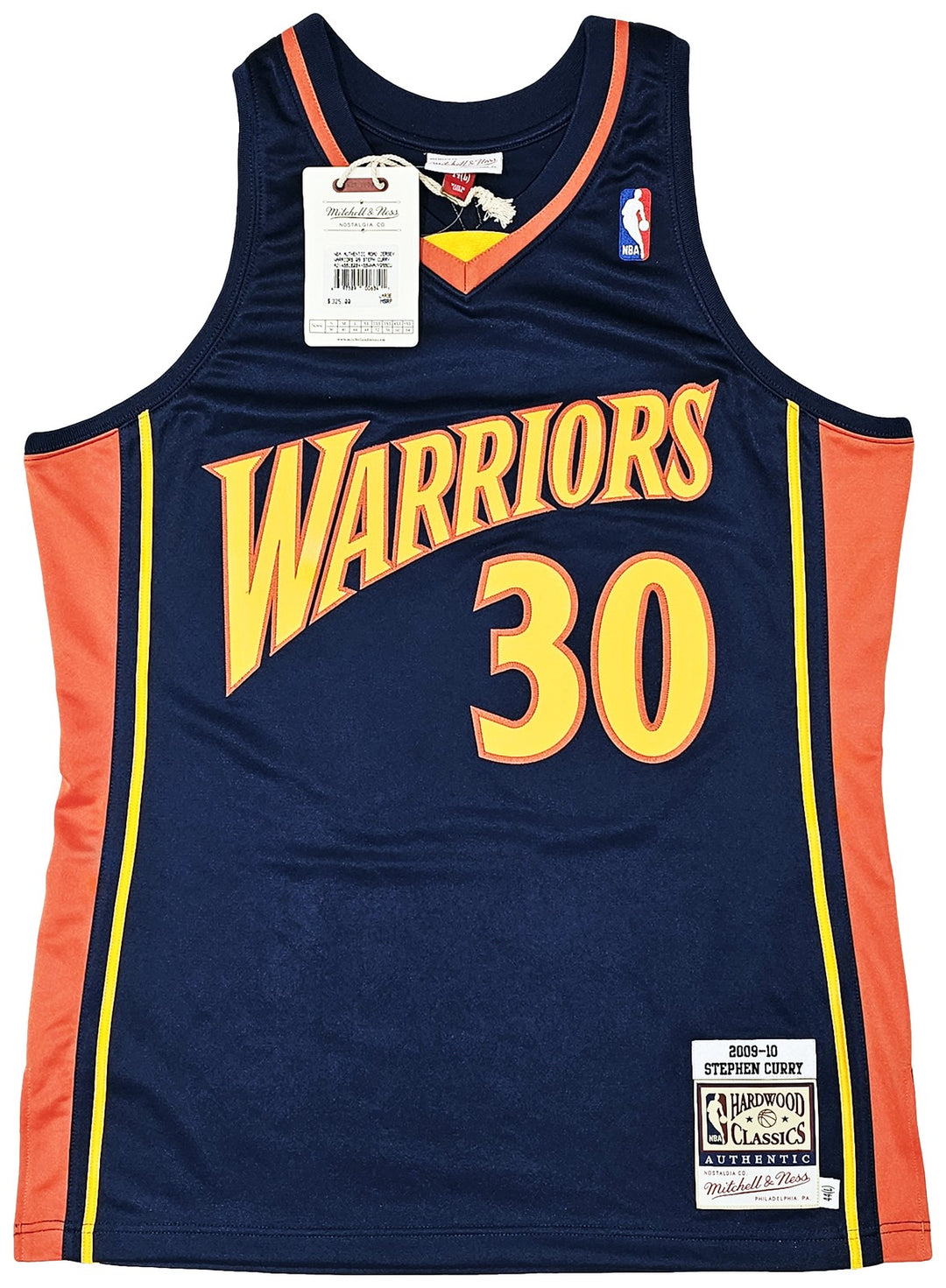 Stephen Curry Auto Blue AUTH Mitchell Ness 09-10 Warriors Rookie Jersey 44 L JSA