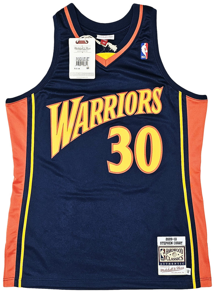 Stephen Curry Auto Blue AUTH Mitchell Ness 09-10 Warriors Rookie Jersey 44 L JSA