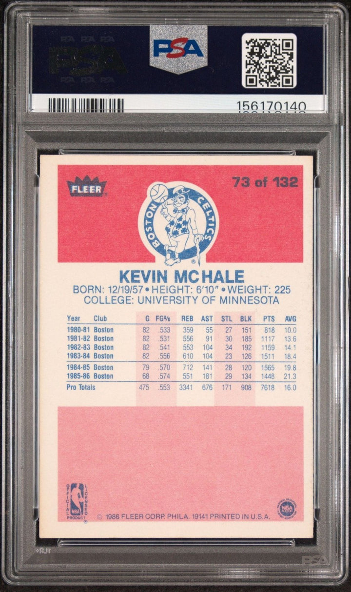 Graded 1986 Fleer Kevin McHale #73 Autographed Basketball Card PSA Auto 10