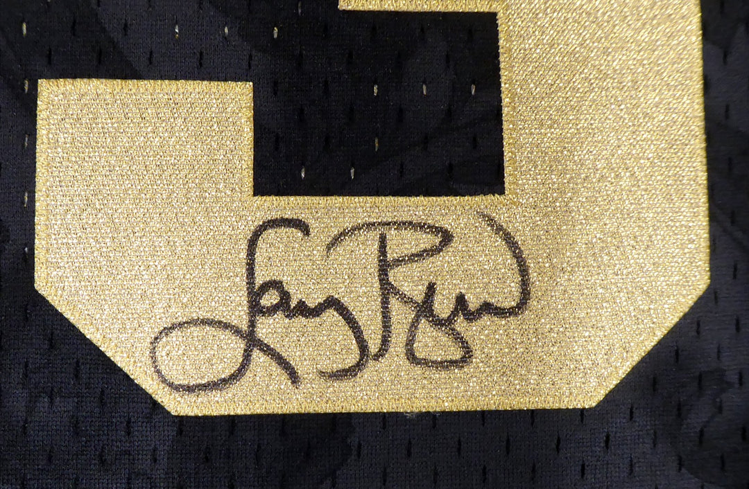Celtics Larry Bird Auto Black Mitchell Ness Gold Toile Swingman Jersey M Beckett