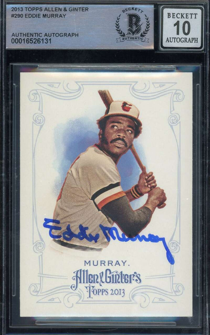 Eddie Murray Gem Mint 10 Beckett BAS Signed 2013 Topps Allen and Ginter Auto