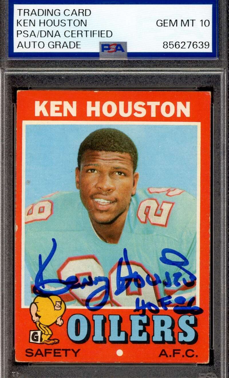 Ken Houston Gem Mint 10 PSA DNA Signed 1971 Topps Rookie Autograph