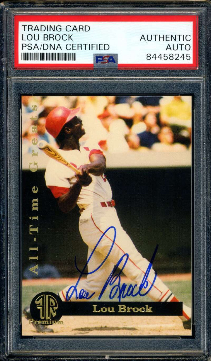 Lou Brock PSA DNA Coa Signed 1993 Front Row All Time Greats Autograph