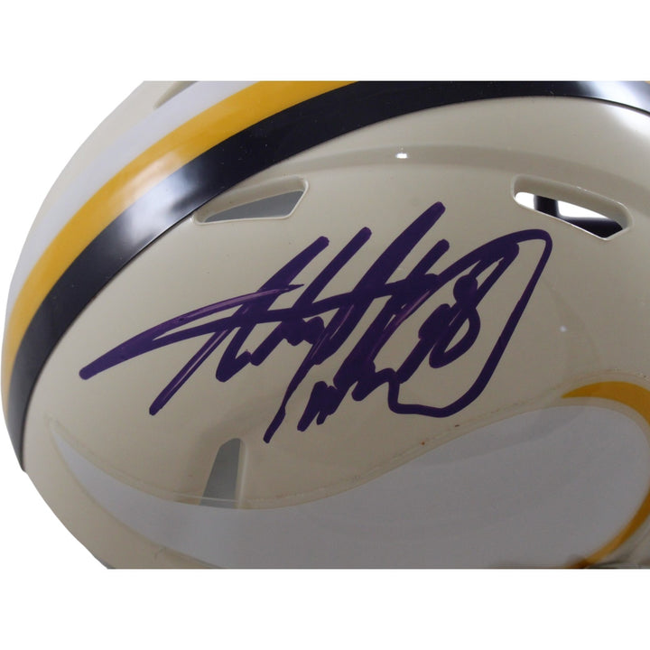 Adrian Perterson Signed Minnesota Vikings Retro Mini Helmet Beckett WIT 57542