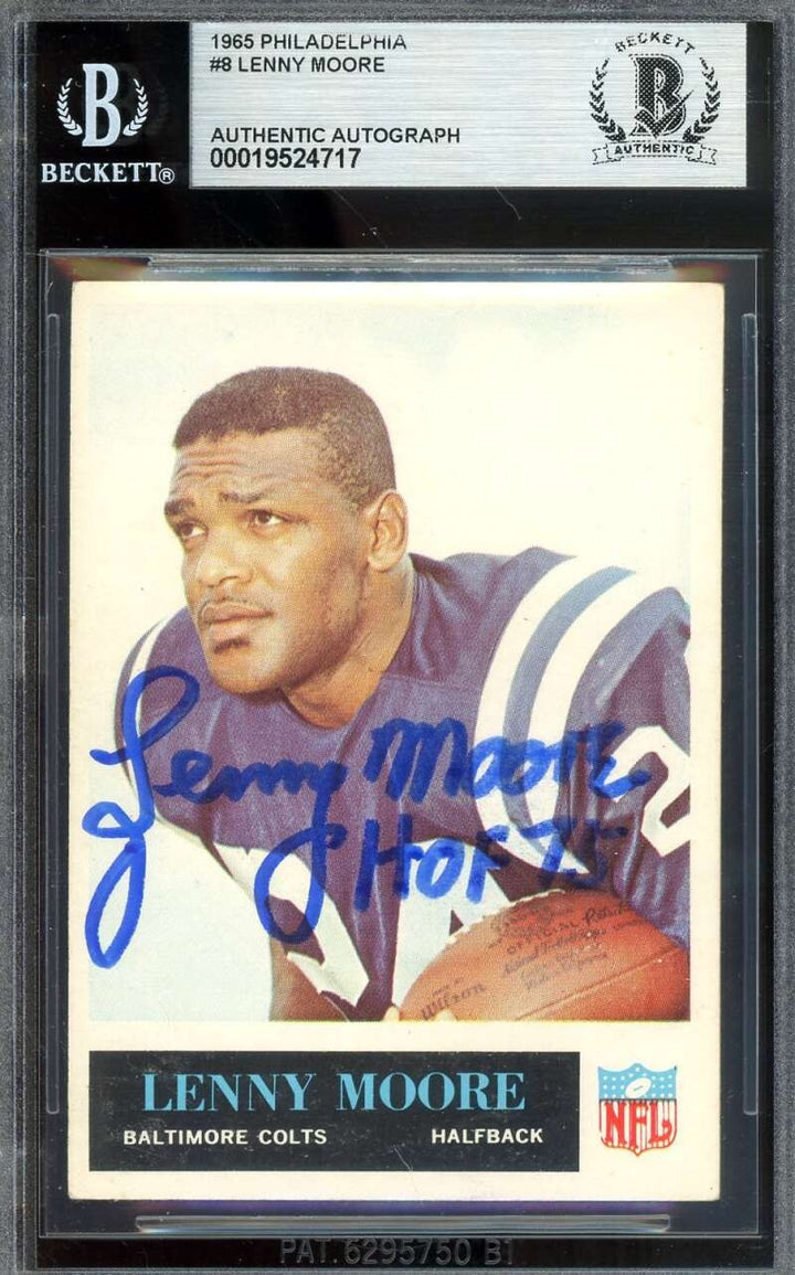 Lenny Moore Beckett BAS Signed 1965 Philadelphia Autograph Colts