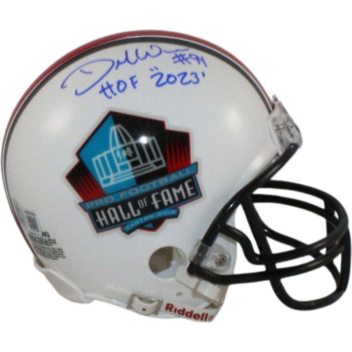 Demarcus Ware Autographed Hall of Fame HOF VSR4 Mini Helmet Beckett WIT 56381