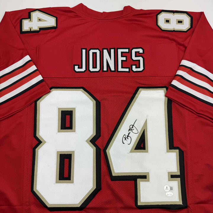 Autographed/Signed Brent Jones San Francisco Red Alternate Jersey Beckett COA