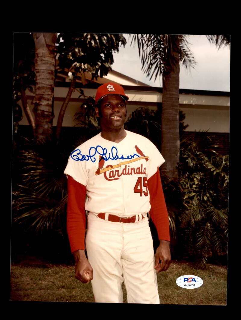 Bob Gibson PSA DNA Cert Signed 8x10 Photo Cardinals Autographed