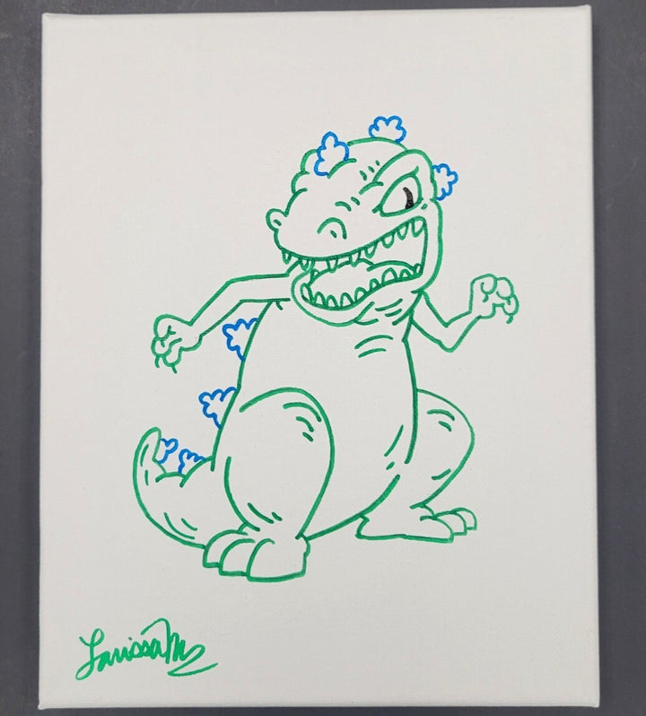 Rugrats Reptar 8x10 Canvas Artist Sketch #1 drawn & signed by Larissa Marantz