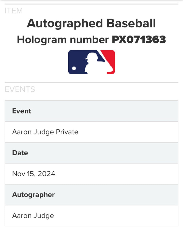 Aaron Judge Signed Official MLB Baseball Autograph Yankees MVP Fanatics MLB COA