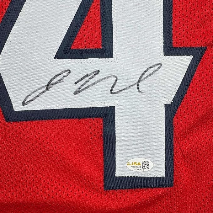 Framed Autographed/Signed Jaylin Noel 35x39 Houston Red Jersey JSA COA