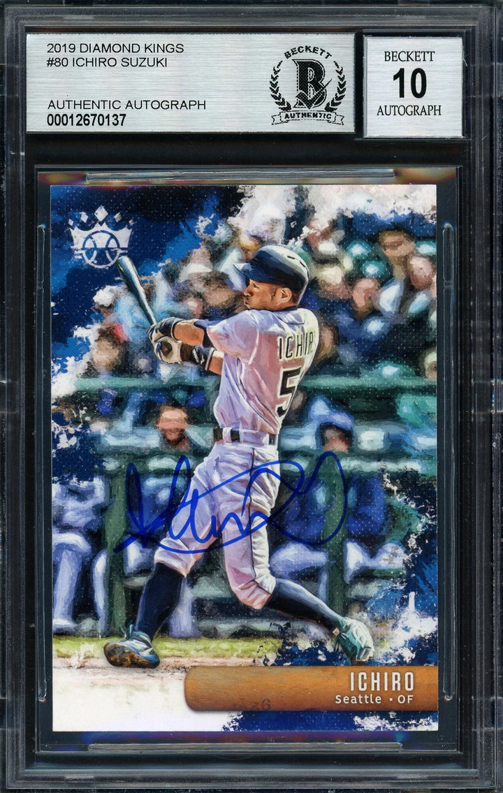 Ichiro Suzuki Signed 2019 Panini Donruss Diamond kings Card 80 Auto 10 Beckett