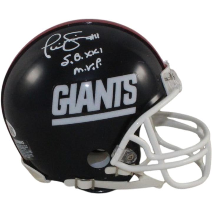Phil Simms Autographed New York Giants VSR4 TB Mini Helmet SB MVP JSA 57162