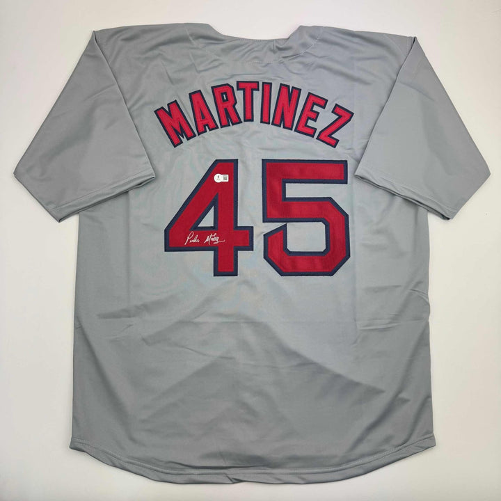 Autographed/Signed Pedro Martinez Boston Grey Jersey Beckett BAS COA