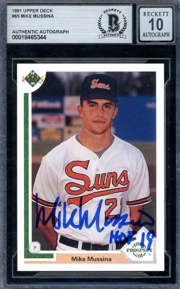 Mike Mussina Gem Mint 10 Beckett BAS Signed 1991 Upper Deck Rookie Autograph