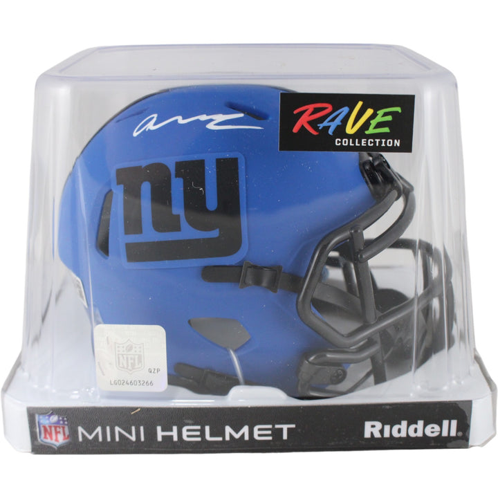 Abdul Carter Autographed New York Giants Rave Mini Helmet Beckett Witness 53449