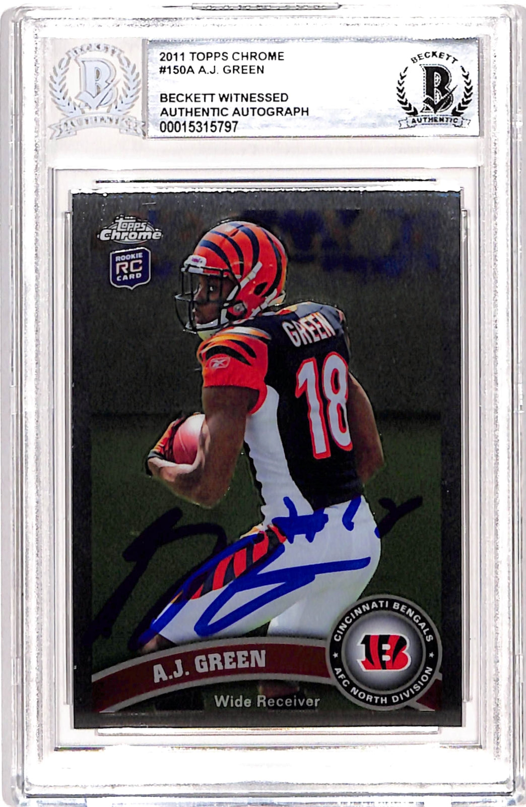 AJ Green Signed 2011 Topps Chrome #150 Trading Card Beckett 39074