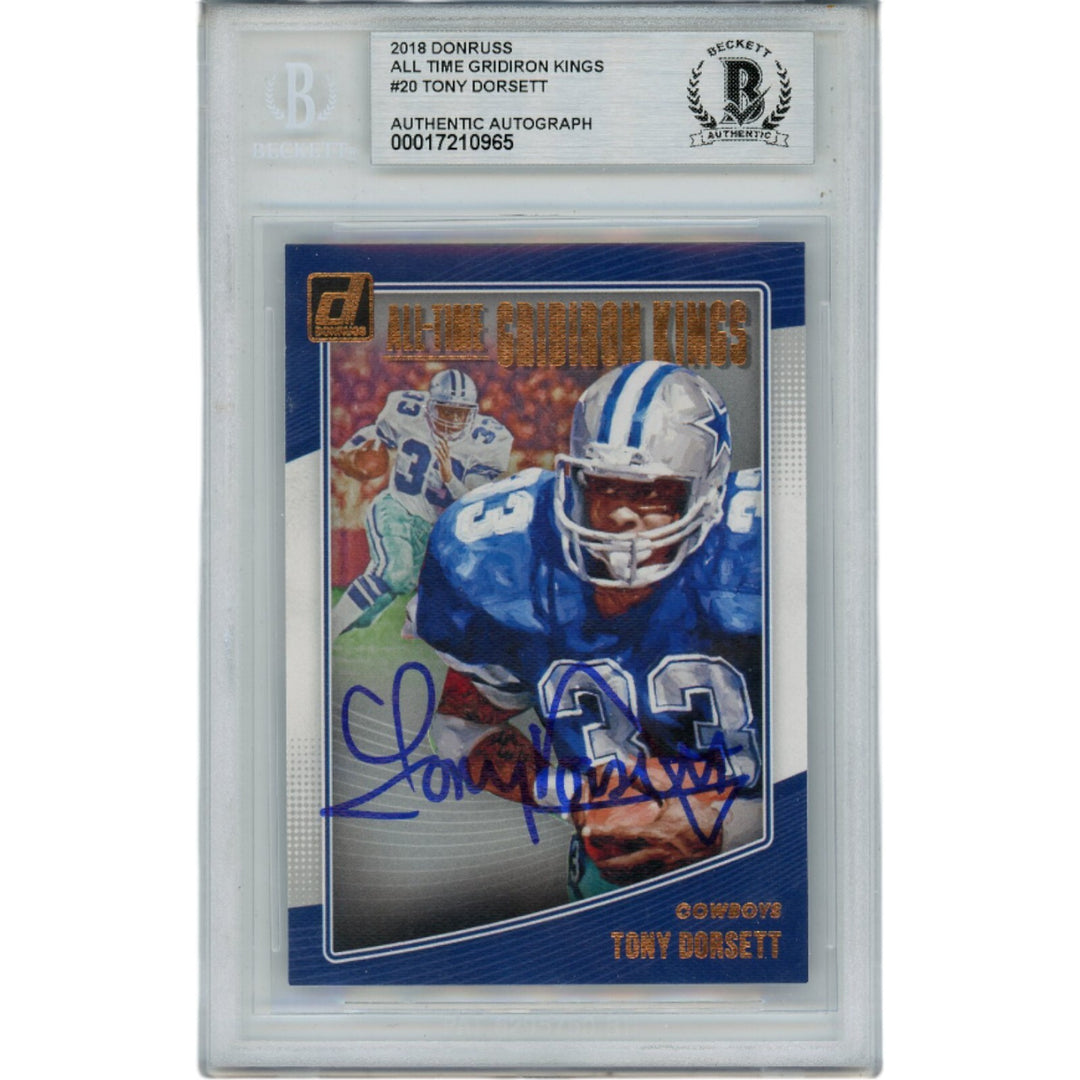 Tony Dorsett Autographed 2018 Donruss AGK 20 Slabbed Trading Card Beckett 45898