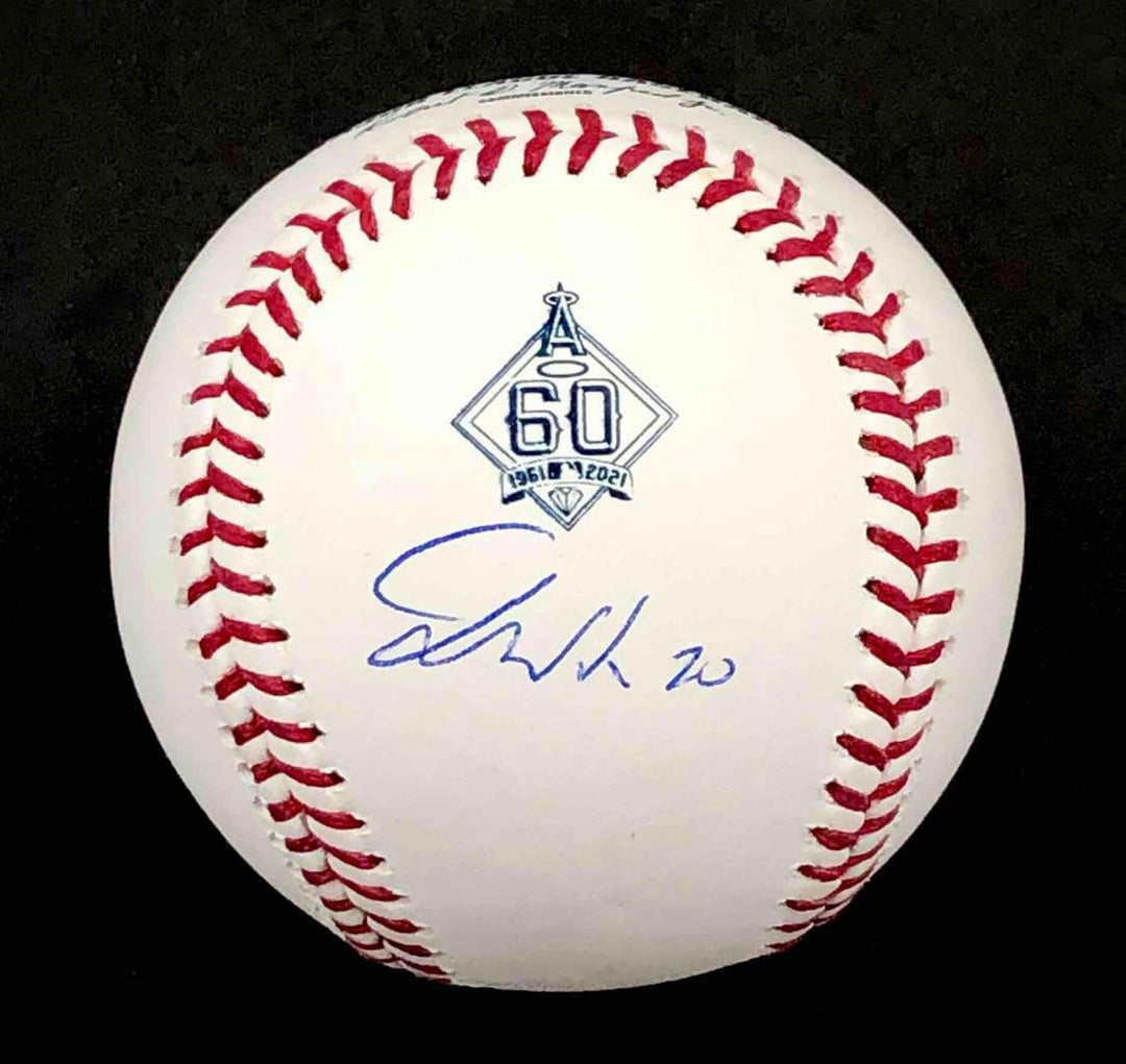 Jared Walsh signed Angels 60th Anniversary Baseball BAS Beckett Witness Hologram