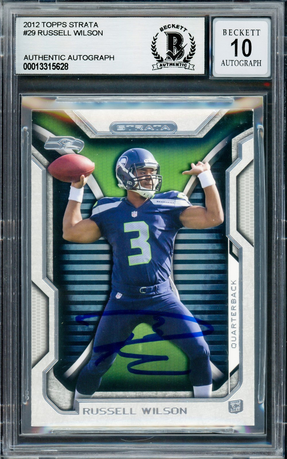 Russell Wilson Signed 2012 Topps Strata RC 29 Seahawks Auto GM 10 Beckett