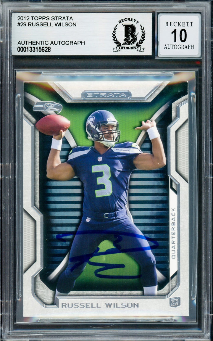 Russell Wilson Signed 2012 Topps Strata RC 29 Seahawks Auto GM 10 Beckett