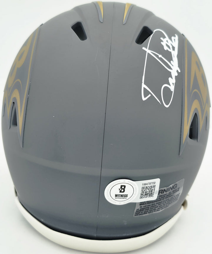 Derrick Henry Signed Ravens Slate Gray Speed Mini Helmet Beckett Witness