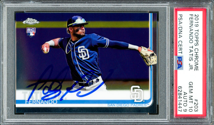 Fernando Tatis Jr. Auto 2019 Topps Chrome RC 203 Padres PSA 10 Sig 9 PSA/DNA