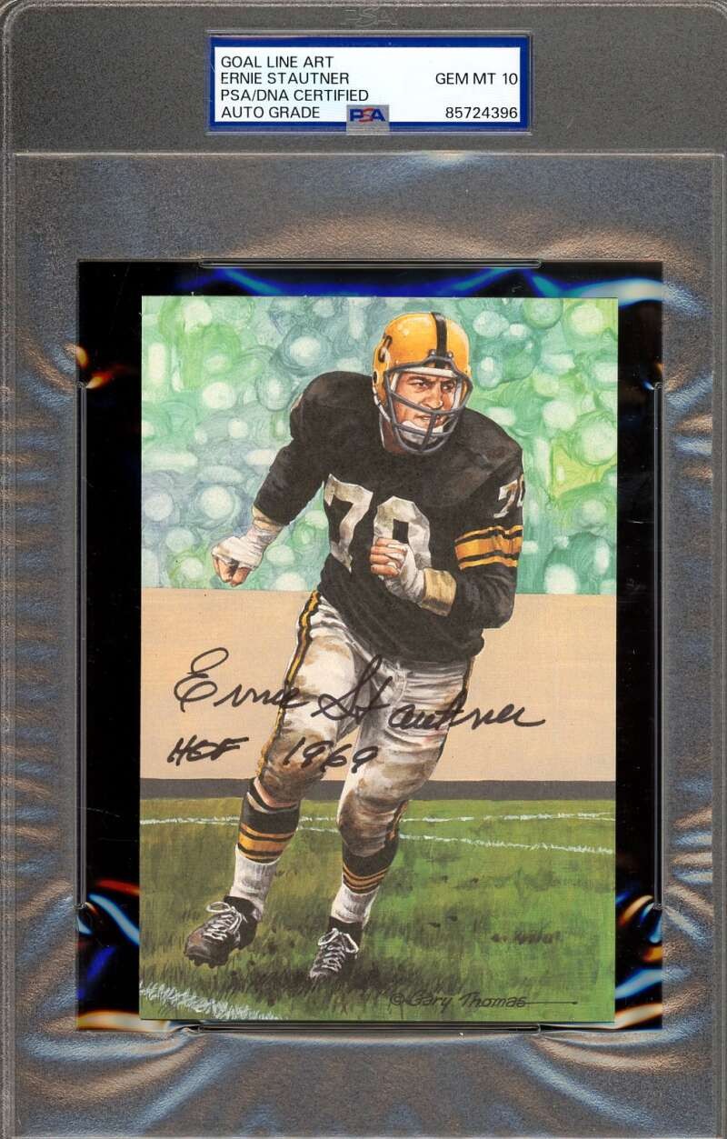 Ernie Stautner Gem Mint 10 PSA DNA Auto Goal Line Art Card GLAC Signed HOF 1969