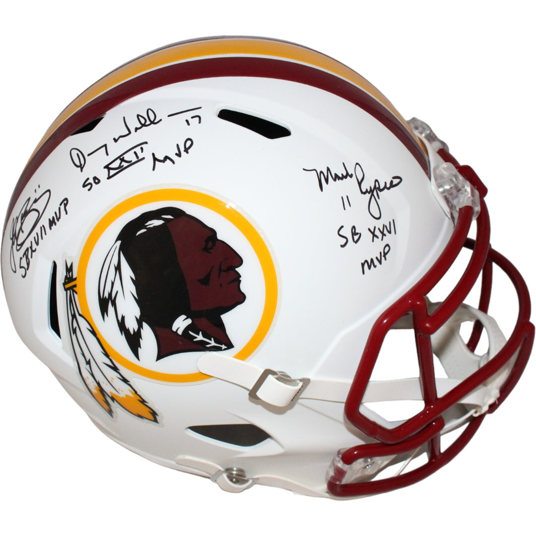 John Riggins Mark Rypien Doug Williams FLT White F/S Helmet BAS 42248