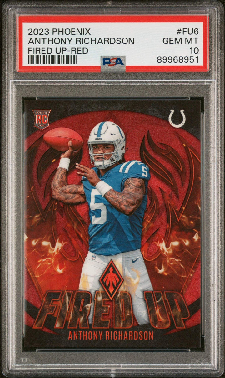 Graded 2023 Panini Anthony Richardson #FU6 Fired Red #/199 Football Card PSA 10