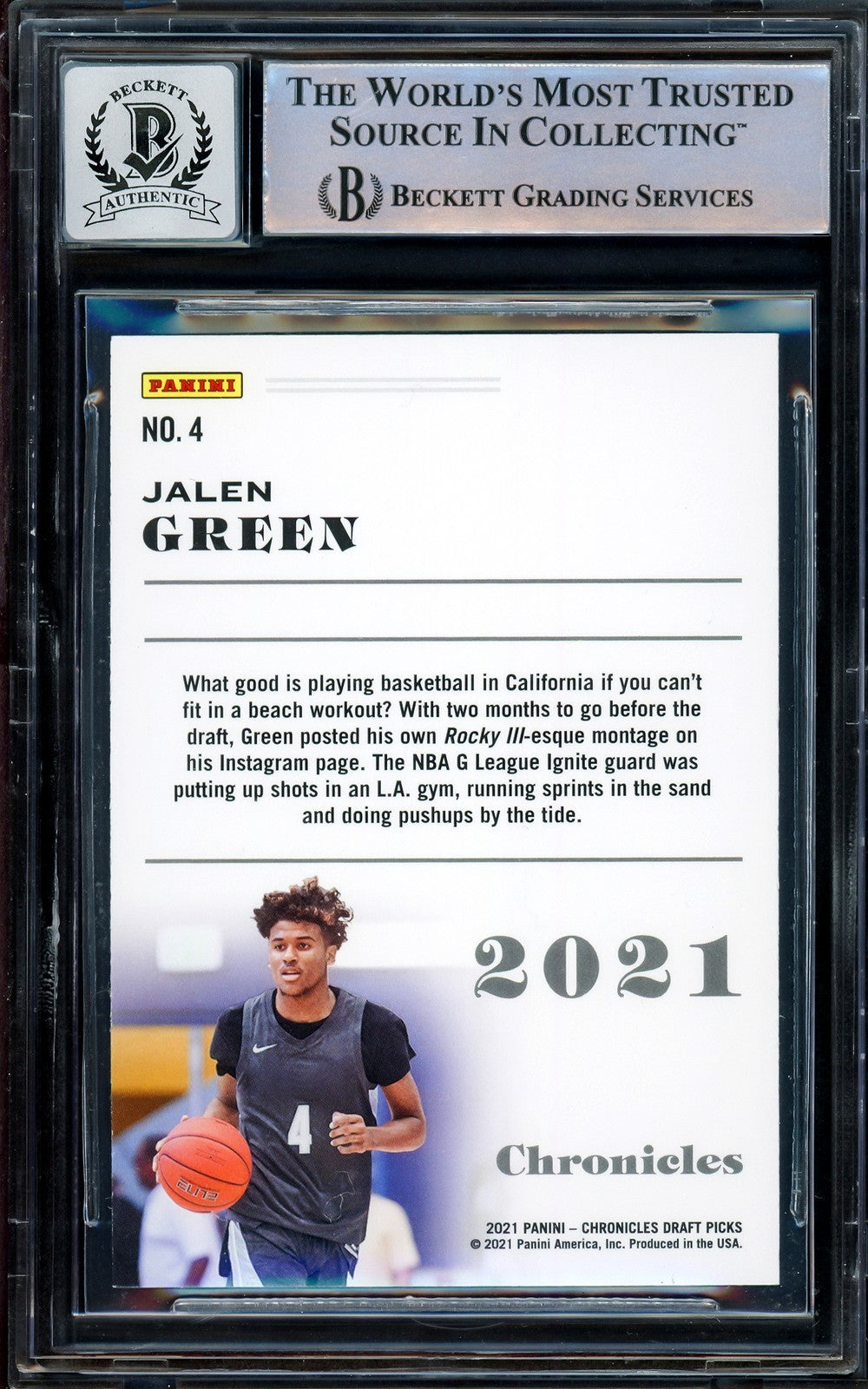 Jalen Green Signed 2021-22 Chronicles RC 4 Houston Rockets Auto GM 10 Beckett