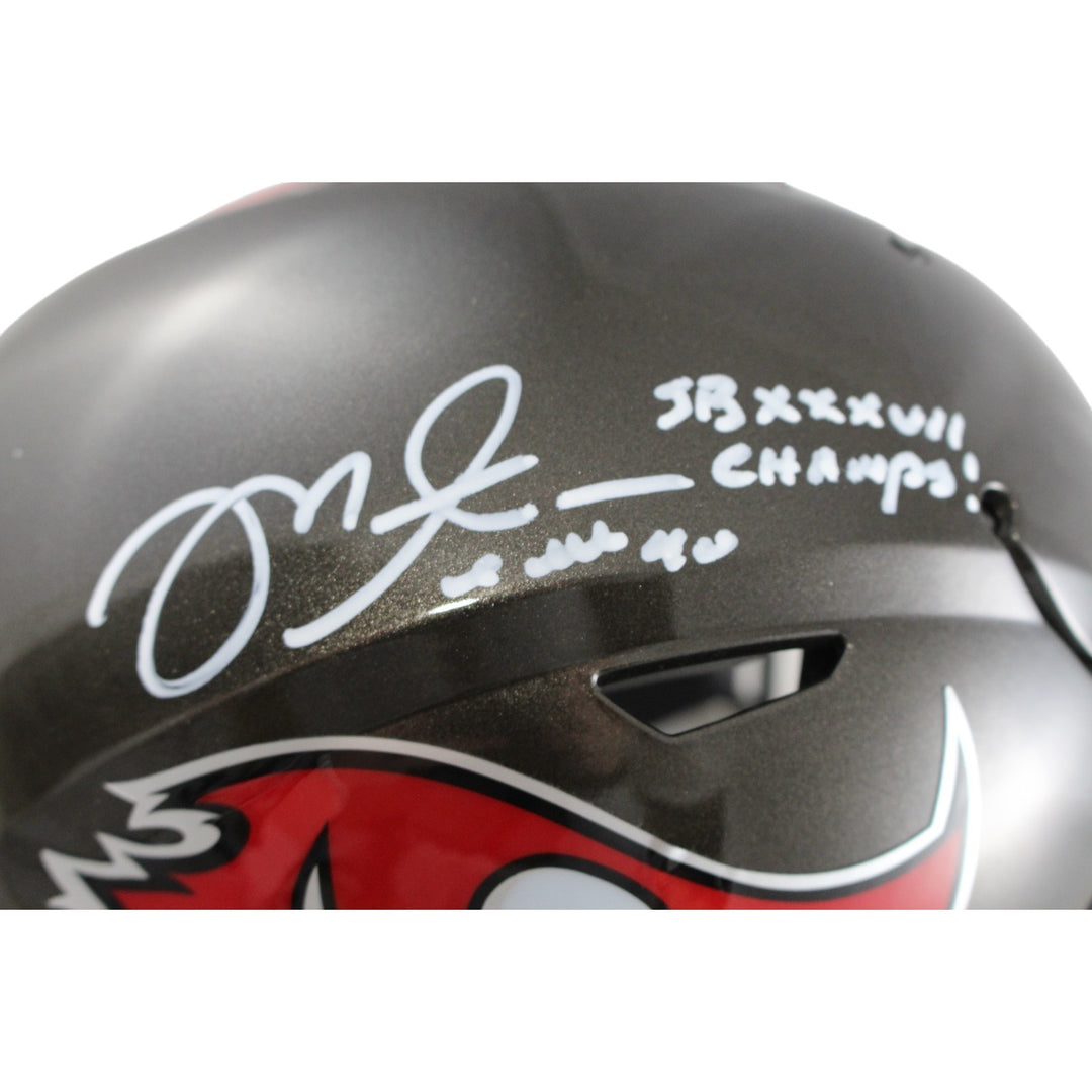 Mike Alstott Signed Tampa Bay Buccaneers Mid-Size Midi Helmet Insc Beckett 54865