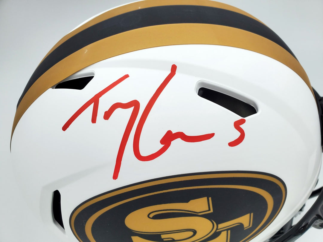 Trey Lance Auto 49ers Lunar Eclipse White Full Size Authentic Speed Helmet BAS